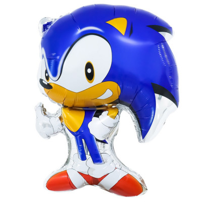 Фольгированный шар Ежик Соник аниме, синий, фигура, с гелием, 1 шт