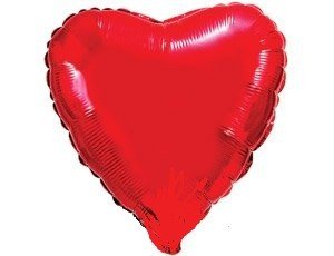 Сердце красное, фольгированный шар с гелием, металлик 80 см 