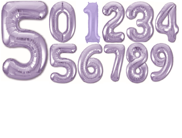 Шар цифра с гелием сиреневый, фигура 102 см