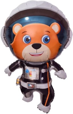 Медвежонок Космонавт, воздушный шар из фольги с гелием, фигура 89 см