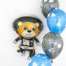 Медвежонок Космонавт, воздушный шар из фольги с гелием, фигура 89 см