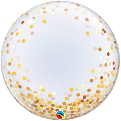Прозрачный шар баблс с рисунком Конфетти золотое, 60 см
