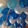 Воздушные шары, сочетание (белый, голубой, синий), металлик и пастель, 30 см