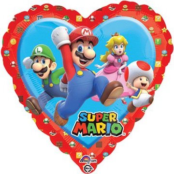 Шар фольгированный, Супер Марио сердце, 45 см, с гелием