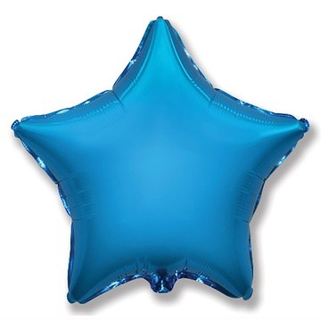 Звезда синий металлик, фольгированный шар, 23 см, с воздухом