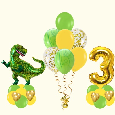 Композиция из шаров на три года Зеленый динозавр