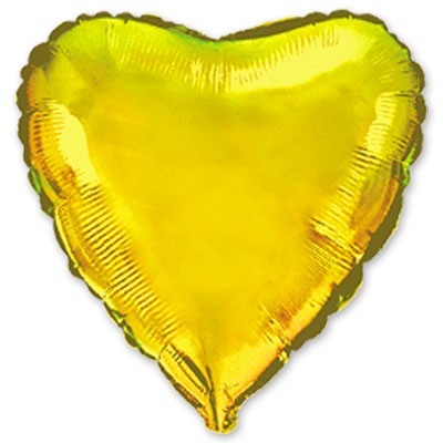 Сердце золотое, фольгированный шар с гелием, 45 см