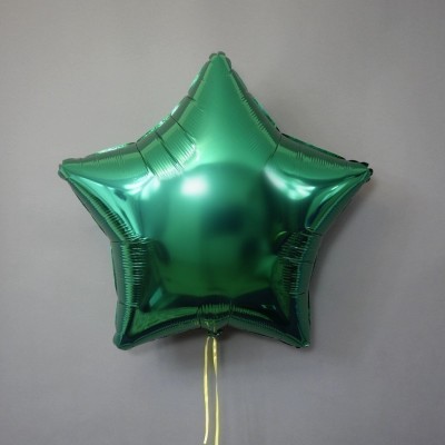 Фольгированный шар звезда Большая зеленая, 60 см, с гелием