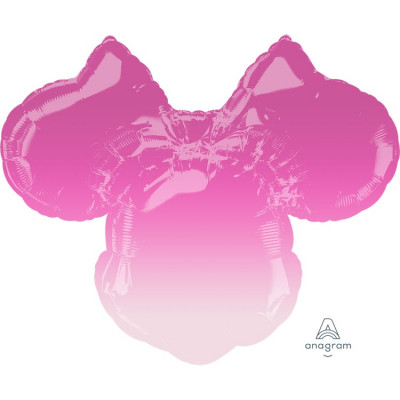 Фольгированный шар Голова Минни-маус розовая омбре, фигура,  с гелием