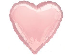 Сердце из фольги с гелием, блестящий металлик, бледно-розовое 45 см