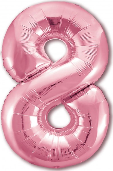 Розовая цифра 8 из фольги, с гелием, 102 см   