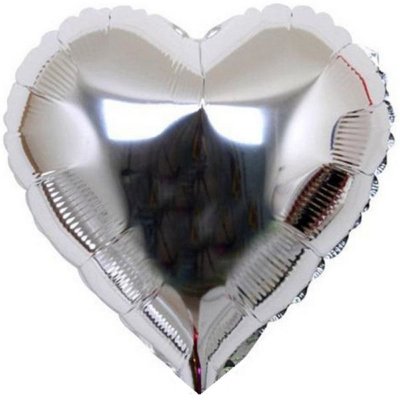 Сердце из фольги серебряное, блестящий металлик, 45 см