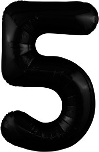 Шар из фольги цифра 5 черная блестящая, slim (тонкая), с гелием 