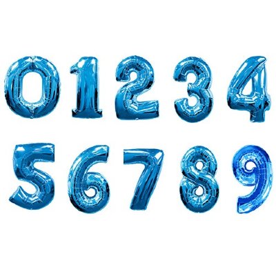 Цифры из фольги  с гелием, синие 66 см (маленькие)