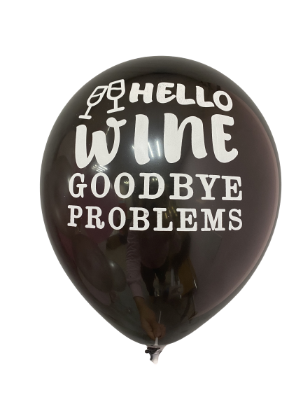 Шары с приколами Hello Wine, Goodbye Problems!, воздушные в гелием, 30 см