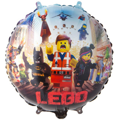 Фольгированный шар Человечек Лего, круг, 45 см, с гелием