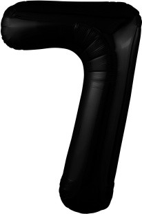 Шар из фольги цифра 7 черная блестящая, slim (тонкая), с гелием  