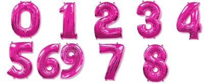 Шары цифры из фольги ярко-розовая фуксия, 66 см(маленькие)
