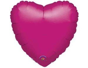 Сердце фуксия, фольгированный шар с гелием, 45 см, металлик