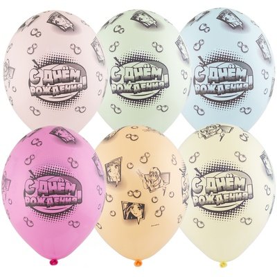 Аниме С днем рождения, воздушные шары с гелием под потолок, латексные 35 см