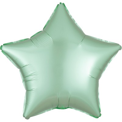 Звезда мятный зеленый, сатиновая, шар из фольги с гелием, 45 см