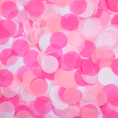 Бумажное конфетти в форме круга из воздушной бумаги тишью, розовый микс, 10 гр.  