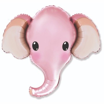 Шар фольгированный, Голова Слона розовая, 81х99см, с гелием