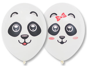 Воздушные шары с гелием Панды, белые, 30 см, 1 шт