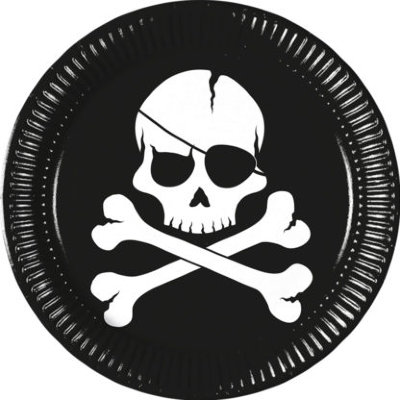 Тарелки Череп пирата,черные 23, см 8 шт