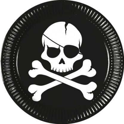 Тарелки Череп пирата,черные 23, см 8 шт