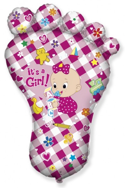 Ножка It~s a Boy девочка, фольгированный шар с гелием, розовая, фигура 96х67см 