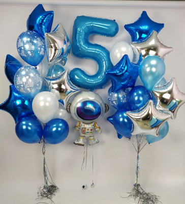 Шары мальчику 5 лет на день рождения Космос, с цифрой