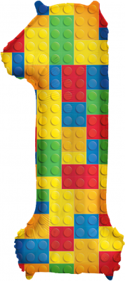Фольгированный шар цифра 1 Конструктор Лего