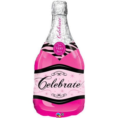 Бутылка шампанского розовая большая, фольгированный шар, фигура
