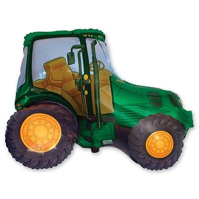 Трактор зеленый, фольгированный шар с гелием, фигура
