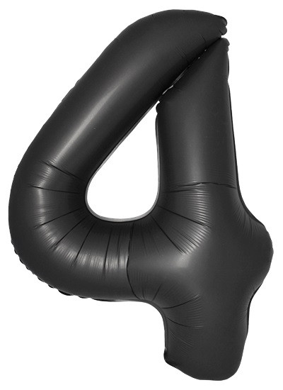 Шар из фольги цифра 4 черная матовая, slim (тонкая), с гелием 