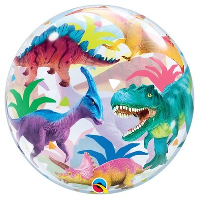Динозавры разноцветные, прозрачный шар баблс, 50 см   