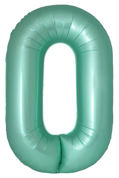 Шар-цифра из фольги 0 сатин тиффани, slim (тонкая),  102 см