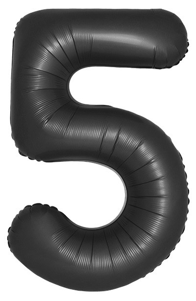 Шар из фольги цифра 5 черная матовая, slim (тонкая), с гелием  