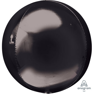 Сфера Металлик Черная, фольгированный шар с гелием 16" (41 см)  